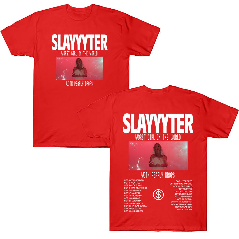 WOR$T GIRL IN THE WORLD TOUR T Shirts Slayyyter Fashion 2026 Short Sleeve Tees Trendy Y2K Women Men High Quality Cotton T-shirts XS червоний
WOR$T GIRL IN THE WORLD TOUR T Shirts Slayyyter Fashion 2026 Short Sleeve Tees Trendy Y2K Women Men High Quality Cotton T-shirts XS червоний