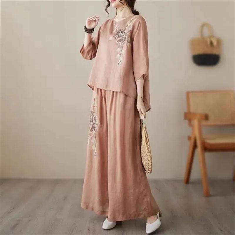 Ladies Fashion Cotton Linen Blouse 2PCS Women Embroidery Two Piece Suit Summer Female Large Size 4XL Wide Leg Pants 4XL колір світло кави
Ladies Fashion Cotton Linen Blouse 2PCS Women Embroidery Two Piece Suit Summer Female Large Size 4XL Wide Leg Pants 4XL колір світло кави