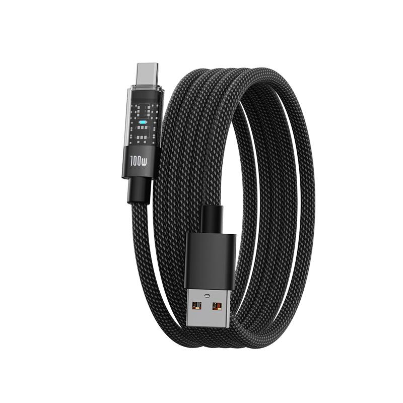 Transparent Braided 100W Fast Charging Type-C Cable for Huawei, OPPO, Xiaomi Phones. Black - 1.2m
Transparent Braided 100W Fast Charging Type-C Cable for Huawei, OPPO, Xiaomi Phones. Black - 1.2m