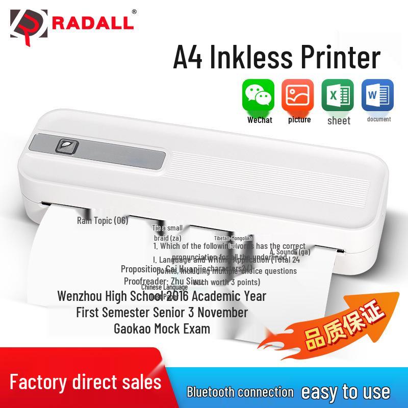 Wireless Portable Bluetooth A4 Printer for Home and Student Use
Wireless Portable Bluetooth A4 Printer for Home and Student Use