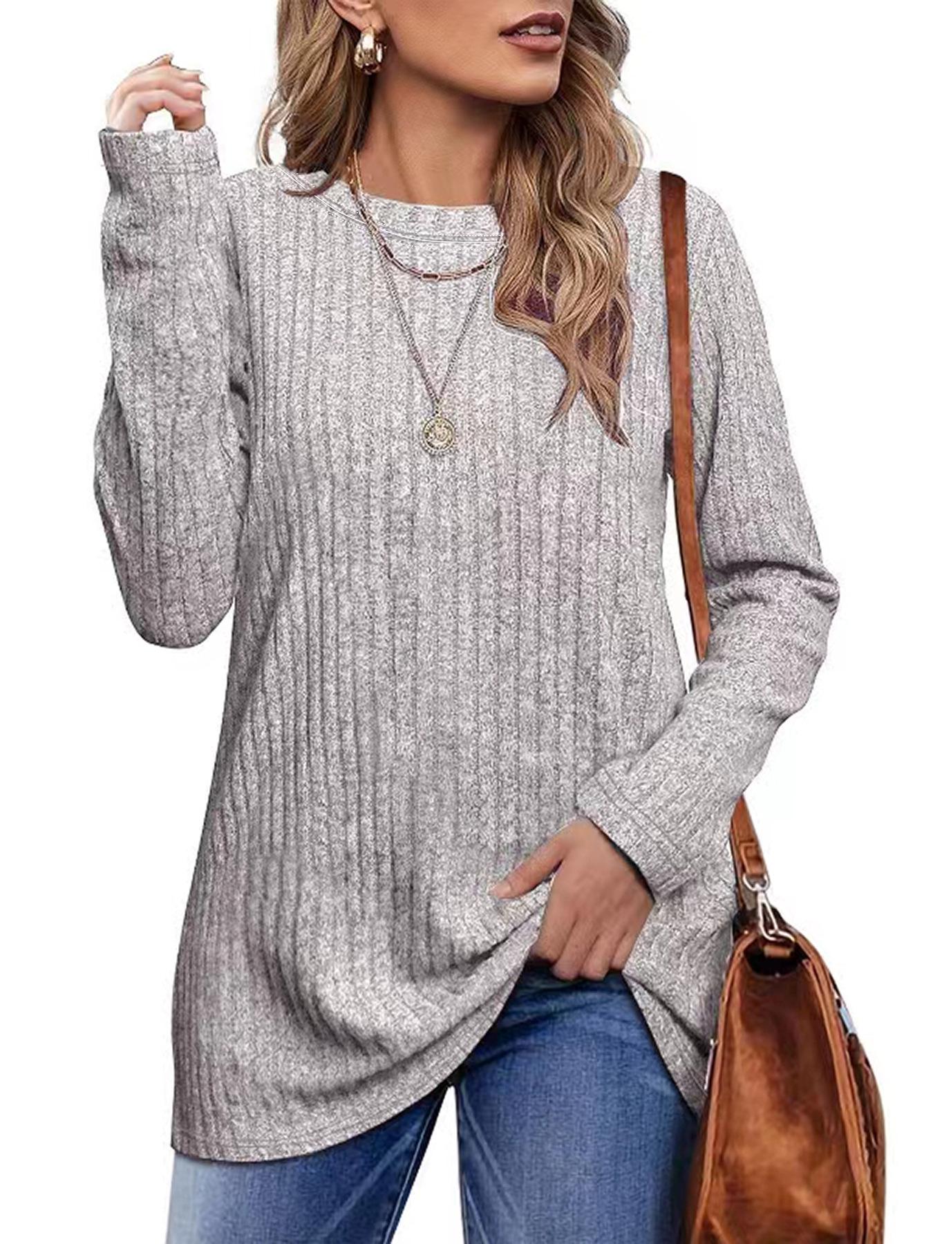Women s Autumn/Winter Casual Round Neck Brushed Ribbed Long Sleeve T-shirt Medium светло-серый
Women s Autumn/Winter Casual Round Neck Brushed Ribbed Long Sleeve T-shirt Medium светло-серый
