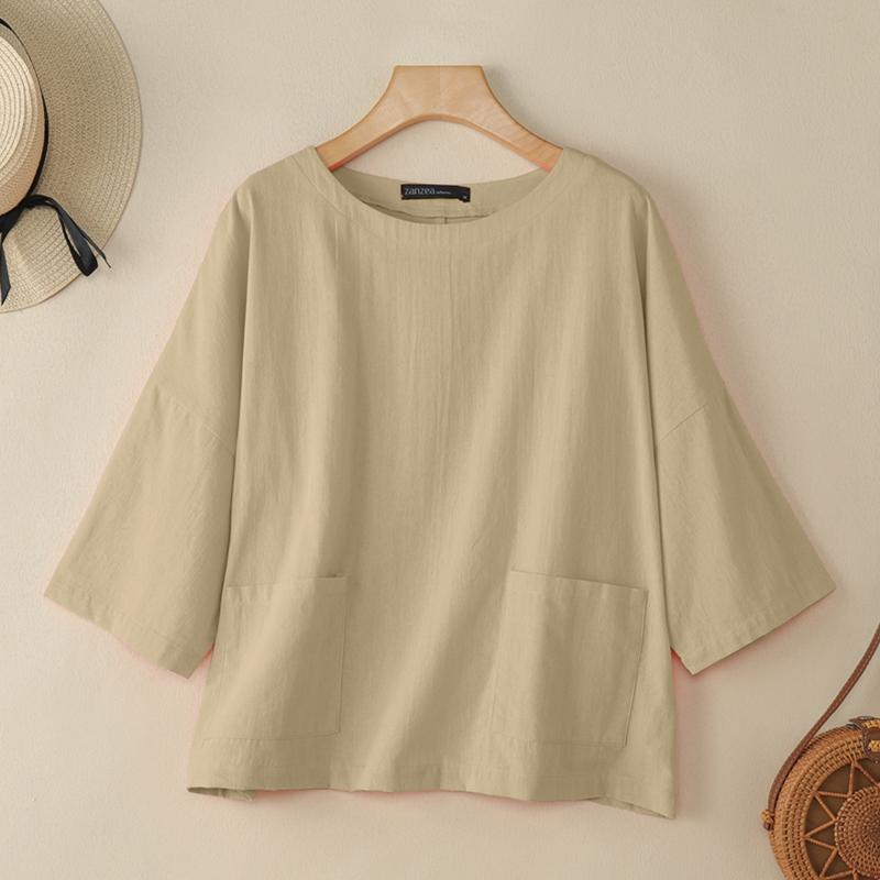 ZANZEA Женская повседневная однотонная блузка с круглым вырезом и рукавом 3/4 4XL абрикосовый
ZANZEA Женская повседневная однотонная блузка с круглым вырезом и рукавом 3/4 4XL абрикосовый