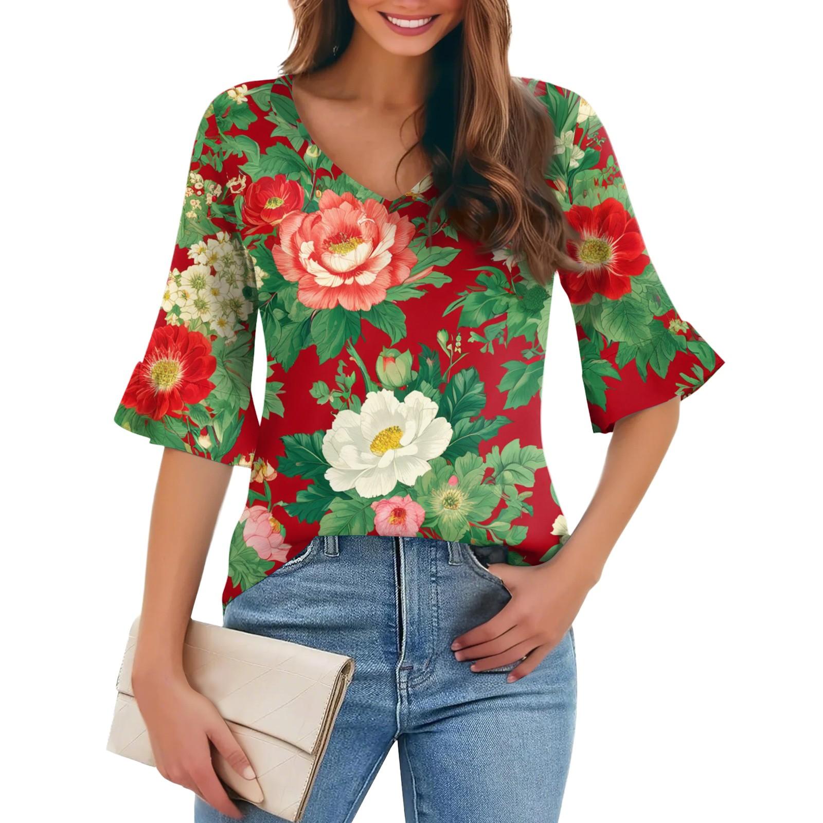 Женская повседневная модная футболка с V-образным вырезом, свободная, для поездок на работу, с цветочным принтом и рукавами-пятью точками M
Женская повседневная модная футболка с V-образным вырезом, свободная, для поездок на работу, с цветочным принтом и рукавами-пятью точками M