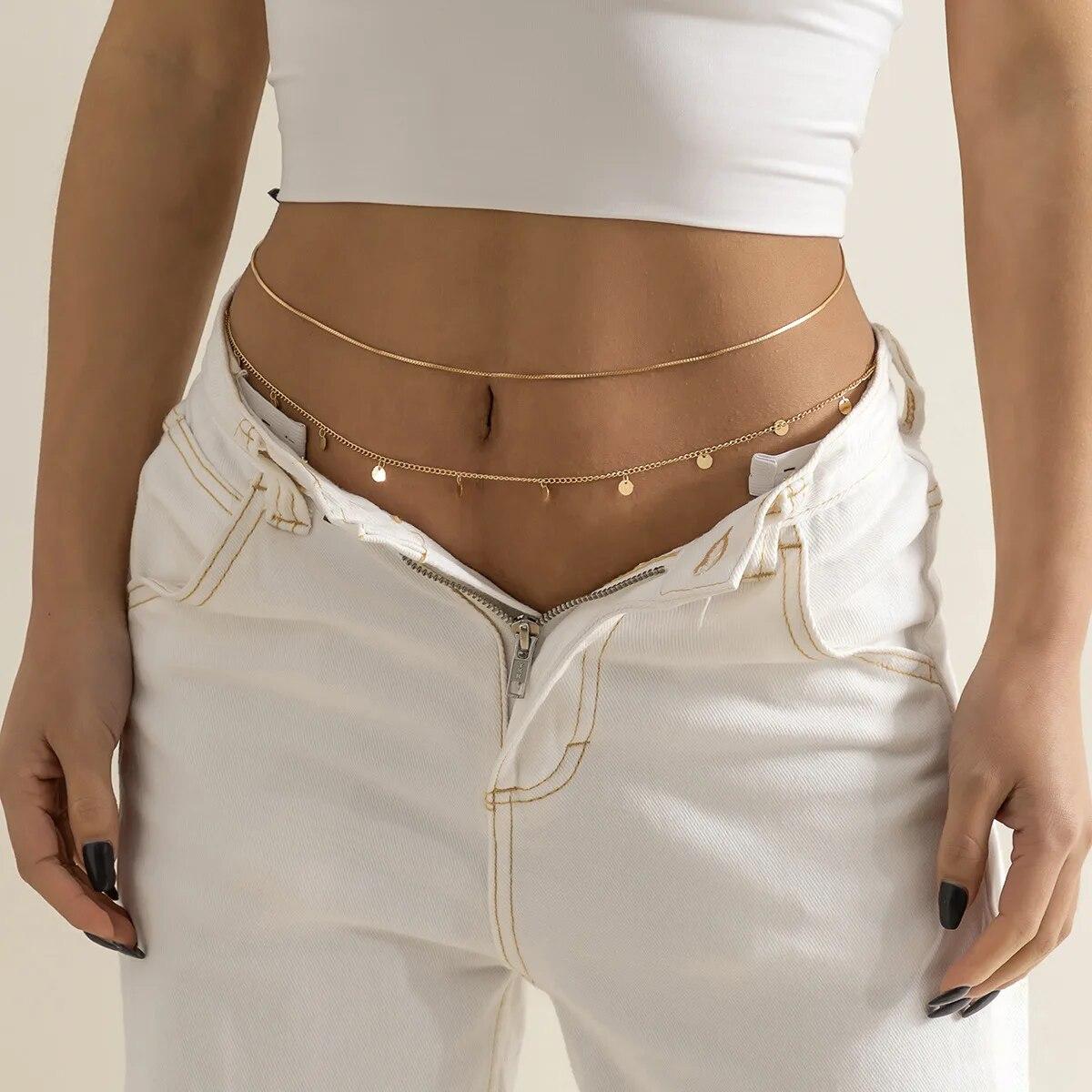 2Pcs/Set Sexy Sequins Belly Waist Chain for Women Summer Bikini Gold Color Multilayer Thin Chain Body Jewelry Y2K Accessories
2Pcs/Set Sexy Sequins Belly Waist Chain for Women Summer Bikini Gold Color Multilayer Thin Chain Body Jewelry Y2K Accessories