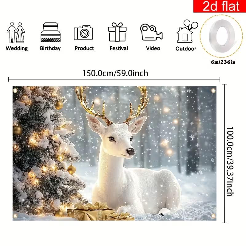 2D White Reindeer Christmas Backdrop, Snowy Forest & Xmas Tree Photography Background 47.2x31.5inch/120*80cm
2D White Reindeer Christmas Backdrop, Snowy Forest & Xmas Tree Photography Background 47.2x31.5inch/120*80cm