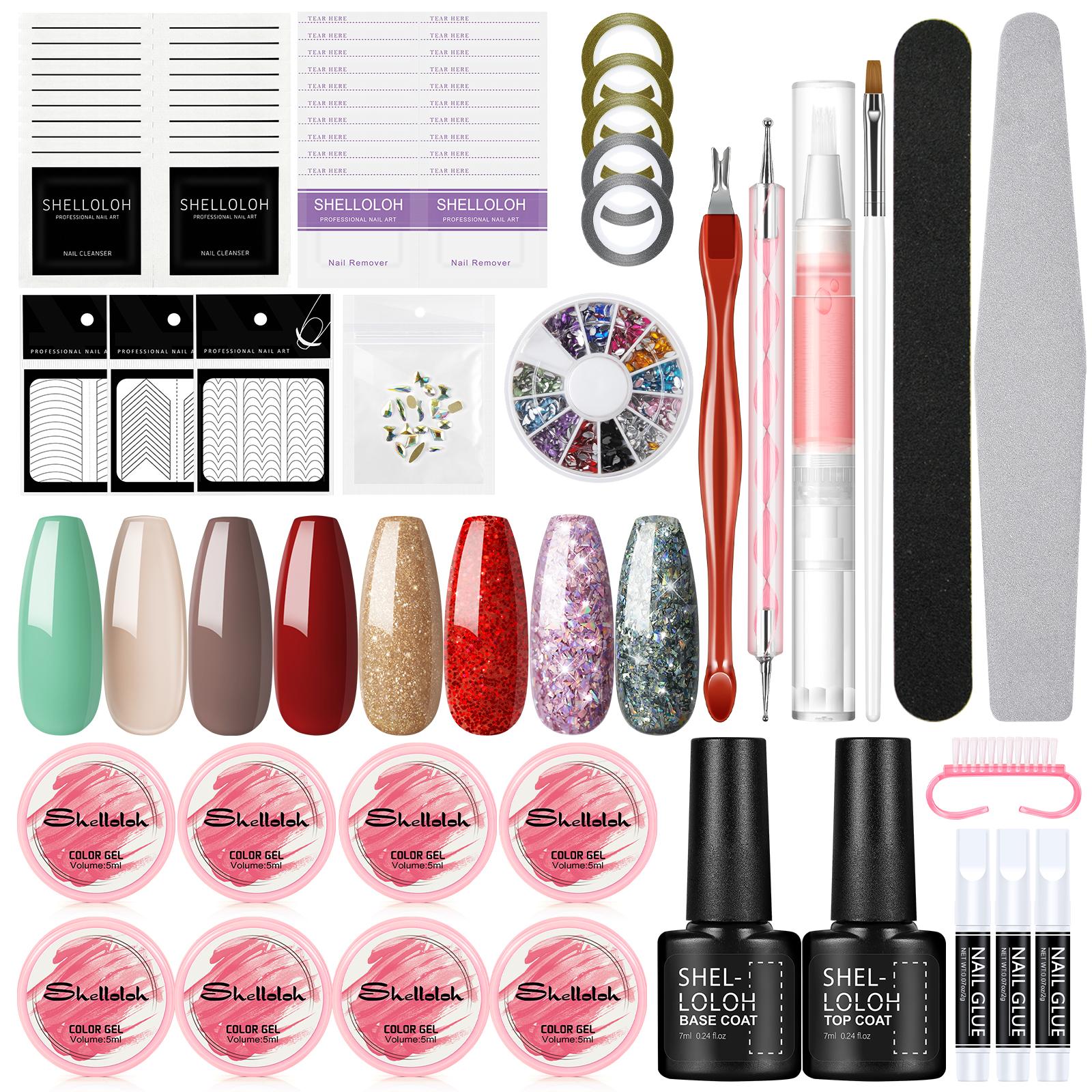 Shelloloh Гель-лак для ногтей Маникюрный набор Цветной УФ-гель для росписи ногтей и набор блесток для ногтей Верхнее базовое покрытие Набор инструментов для дизайна ногтей для дизайна ногтей
Shelloloh Гель-лак для ногтей Маникюрный набор Цветной УФ-гель для росписи ногтей и набор блесток для ногтей Верхнее базовое покрытие Набор инструментов для дизайна ногтей для дизайна ногтей