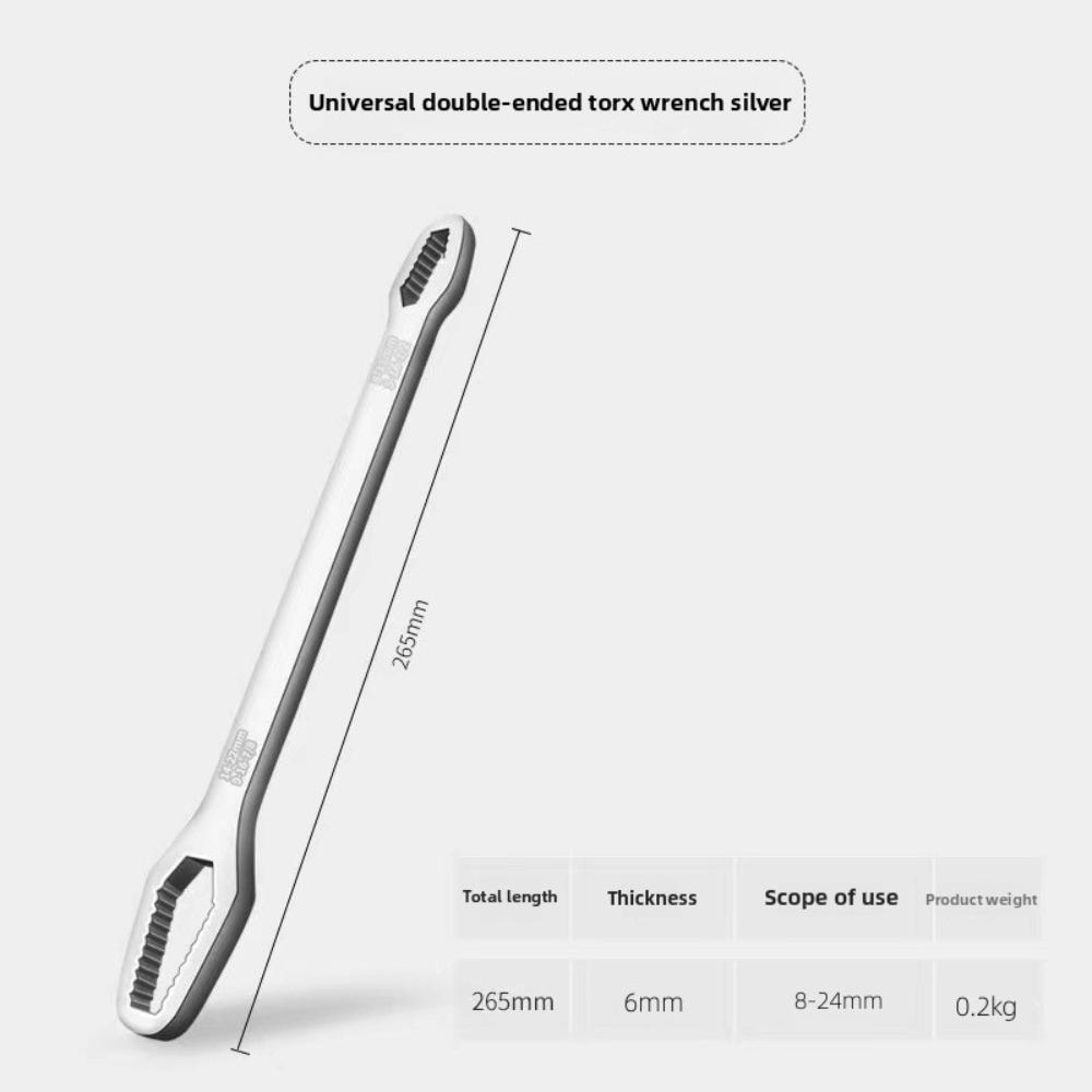 Універсальний універсальний ключ для цвітіння сливи з подвійною головкою, самозатягувальний, для окулярів, набір рухомих ключів 8-22 мм Silver Wrench 8-22mm
Універсальний універсальний ключ для цвітіння сливи з подвійною головкою, самозатягувальний, для окулярів, набір рухомих ключів 8-22 мм Silver Wrench 8-22mm