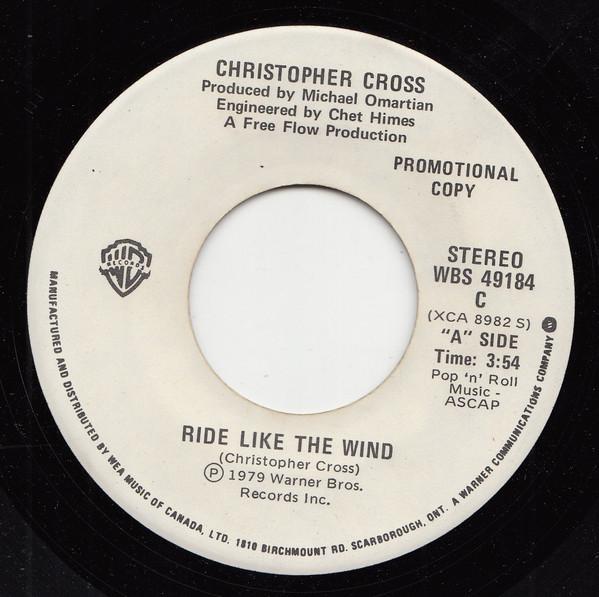 7inch Record CHRISTOPHER CROSS Ride Like The Wind WBS49184PROMO Warner Bros. Re 1980 Canada Rock Used
7inch Record CHRISTOPHER CROSS Ride Like The Wind WBS49184PROMO Warner Bros. Re 1980 Canada Rock Used