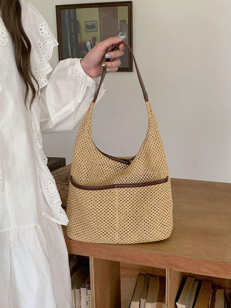 Summer Beach Straw Bags for Women Retro Design Female Pocket Commuter Tote Handbags Seaside Travel Ladies Woven Underarm Bag кавовий
Summer Beach Straw Bags for Women Retro Design Female Pocket Commuter Tote Handbags Seaside Travel Ladies Woven Underarm Bag кавовий
