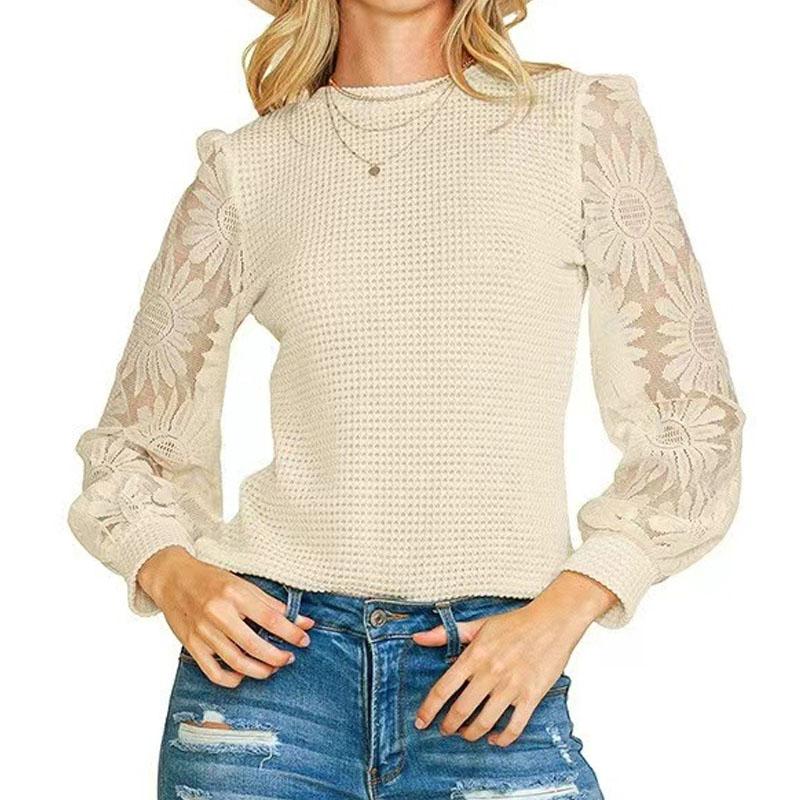 Autumn fashion round neck hollow pullover women s lace stitching sleeve pullover women DM6633 S слонова кістка
Autumn fashion round neck hollow pullover women s lace stitching sleeve pullover women DM6633 S слонова кістка