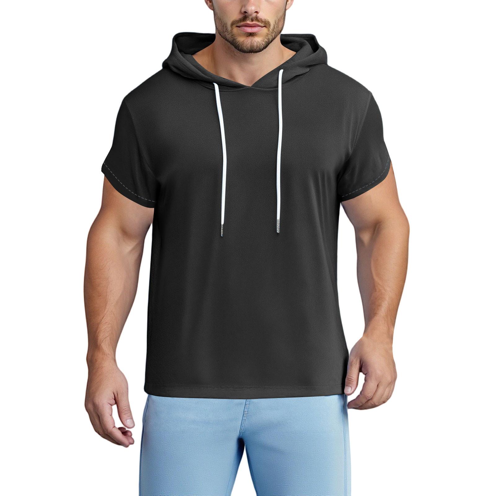 Летняя мужская футболка с капюшоном и короткими рукавами, свободная повседневная толстовка XXL
Летняя мужская футболка с капюшоном и короткими рукавами, свободная повседневная толстовка XXL