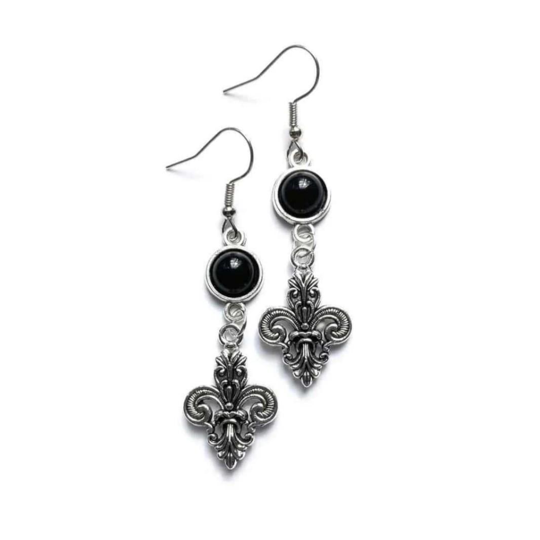 Gothic Victorian Silver Color Stainless Steel Iris Flower Filigree Black Stone Dangle Earrings for Women Halloween Party Jewelry
Gothic Victorian Silver Color Stainless Steel Iris Flower Filigree Black Stone Dangle Earrings for Women Halloween Party Jewelry