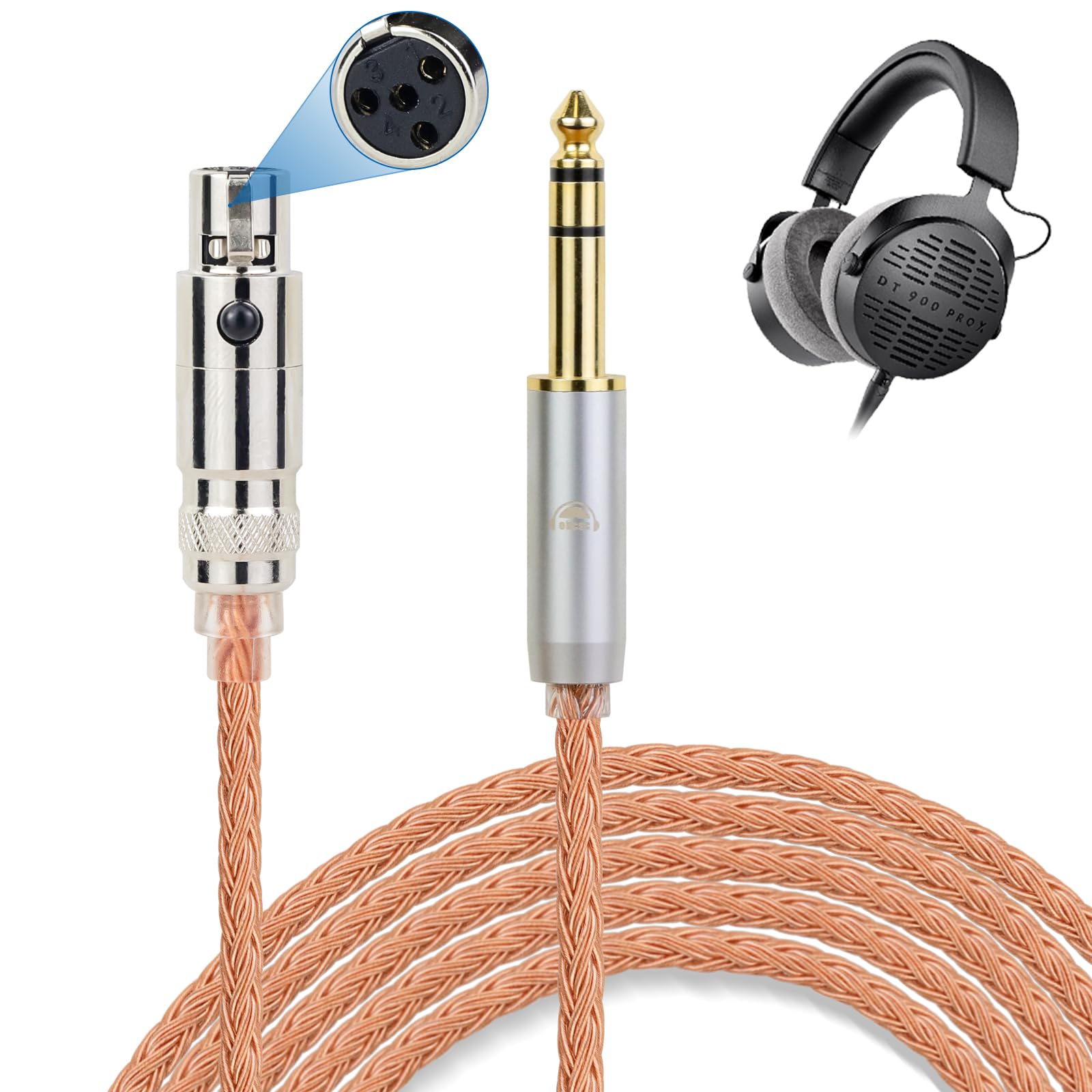 okcsc ZT16 Headphone Cable K371BT Connector Replacement Cable for 16 Cores Pure Copper Compatible with Length XLR-4Pin Earphones/Headphones
okcsc ZT16 Headphone Cable K371BT Connector Replacement Cable for 16 Cores Pure Copper Compatible with Length XLR-4Pin Earphones/Headphones