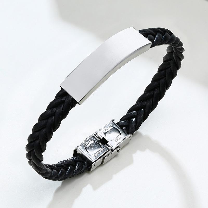 Fashion Custom logo Name Engrave Leather Bracelets Stainless Steel Bracelets For Women Men Braided Wristband Jewelry No Word
Fashion Custom logo Name Engrave Leather Bracelets Stainless Steel Bracelets For Women Men Braided Wristband Jewelry No Word