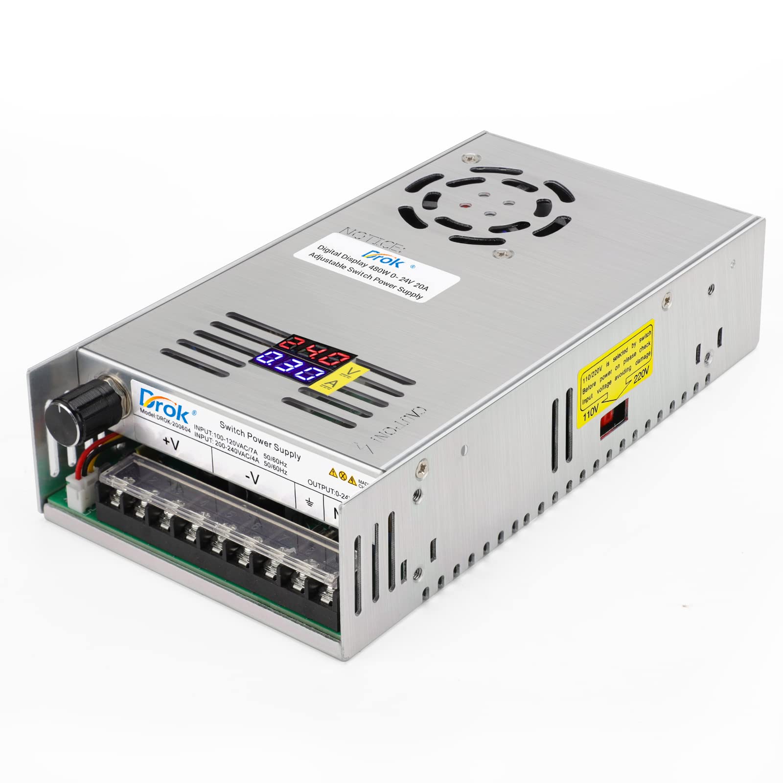 DROK Імпульсне джерело живлення AC DC 20A 480W Регульована напруга та струм Стабілізоване джерело живлення Перетворювач постійного струму Перетворювач відключення напруги від перевантаження
DROK Імпульсне джерело живлення AC DC 20A 480W Регульована напруга та струм Стабілізоване джерело живлення Перетворювач постійного струму Перетворювач відключення напруги від перевантаження