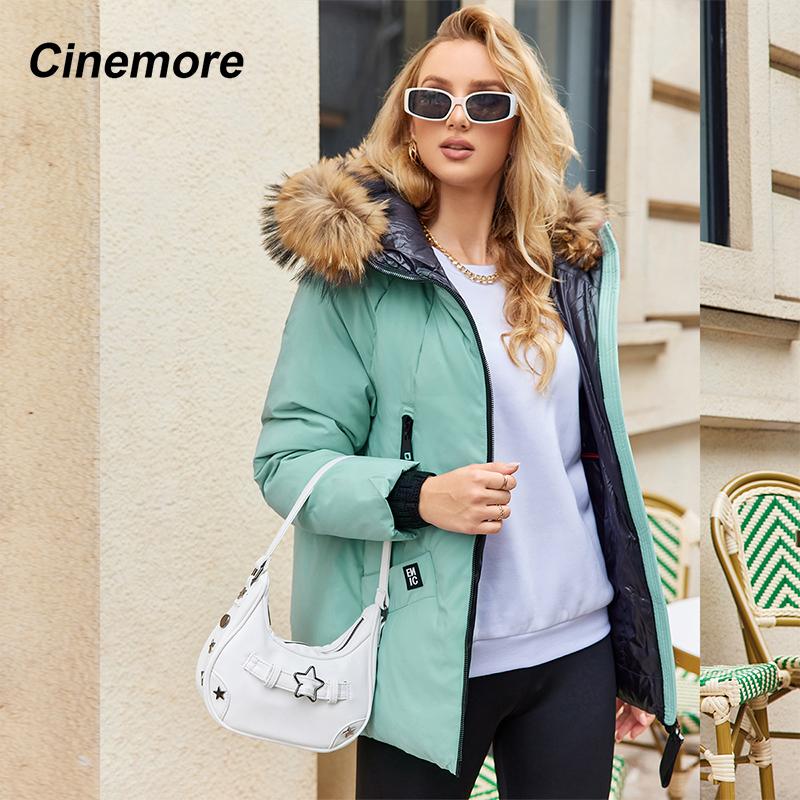 Cinemore 2023, зимний пуховик, женское пальто с меховым воротником и капюшоном, парки из плотного биохлопка, свободная верхняя одежда, качественная теплая женская одежда
Cinemore 2023, зимний пуховик, женское пальто с меховым воротником и капюшоном, парки из плотного биохлопка, свободная верхняя одежда, качественная теплая женская одежда