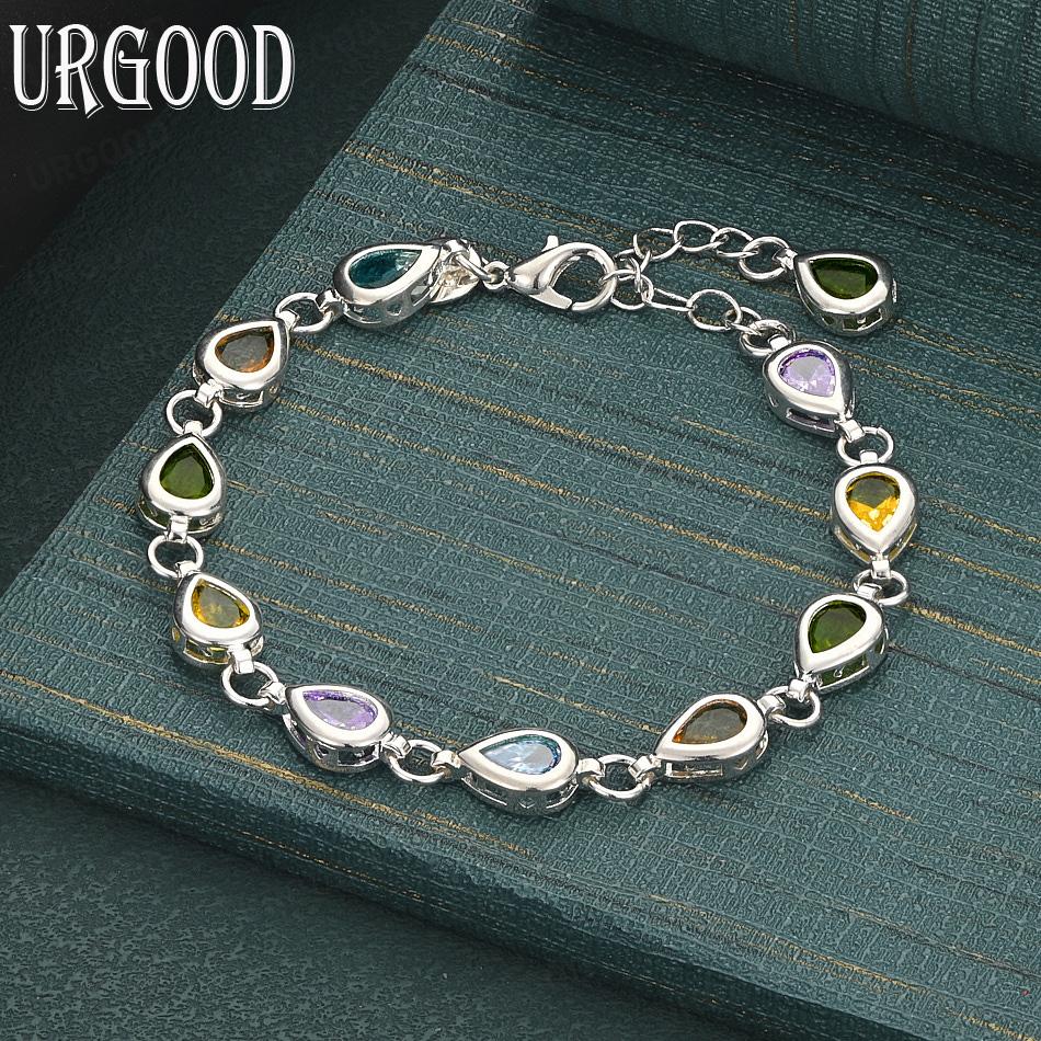 Fashion Colorful Teardrop-Shaped Aaa Zircon 925 Sterling Silver Bracelet Jewelry 20CM
Fashion Colorful Teardrop-Shaped Aaa Zircon 925 Sterling Silver Bracelet Jewelry 20CM