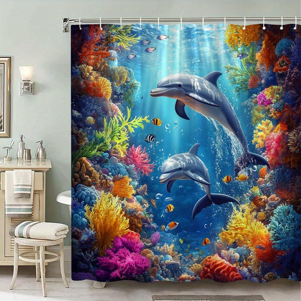 1Pc Dolphin Shower Curtain, Underwater World Simple Fashion Home Hanging Curtain, Bathroom Decor, Bathroom Accessories W60H190(CM)-1 Pcs
1Pc Dolphin Shower Curtain, Underwater World Simple Fashion Home Hanging Curtain, Bathroom Decor, Bathroom Accessories W60H190(CM)-1 Pcs