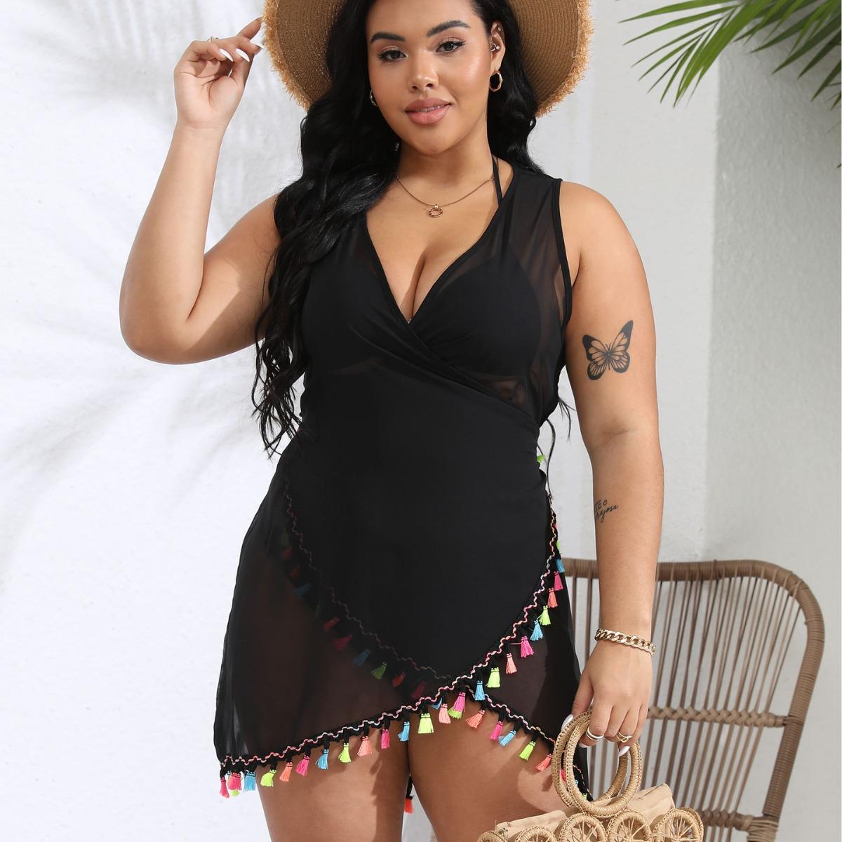 Женское пляжное платье больших размеров, красочное платье с кисточками, нерегулярное платье, цельное пляжное платье с перекрестными ремешками 2XL чёрный
Женское пляжное платье больших размеров, красочное платье с кисточками, нерегулярное платье, цельное пляжное платье с перекрестными ремешками 2XL чёрный