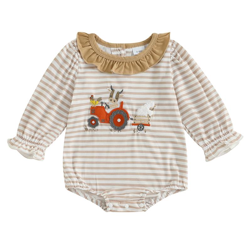 Newborn Baby Girl Fall Bubble Romper Stripe Print Strawberry Embroidery Long Sleeve Ruffled Round Neck Jumpsuit 3M
Newborn Baby Girl Fall Bubble Romper Stripe Print Strawberry Embroidery Long Sleeve Ruffled Round Neck Jumpsuit 3M