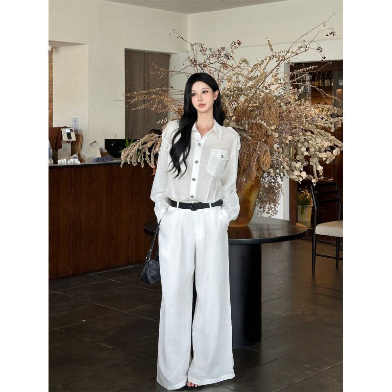 Real Shot of In-Stock White Jumpsuit High-Waisted Wide-Leg Pants Set for Women White S
Real Shot of In-Stock White Jumpsuit High-Waisted Wide-Leg Pants Set for Women White S