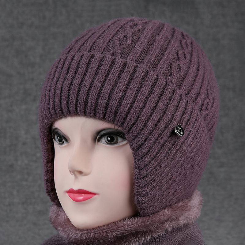 Зимняя шапка женская шерстяная шапка флисовая толстая вязаная шапка тепловая защита ушей шапка one size is elastic