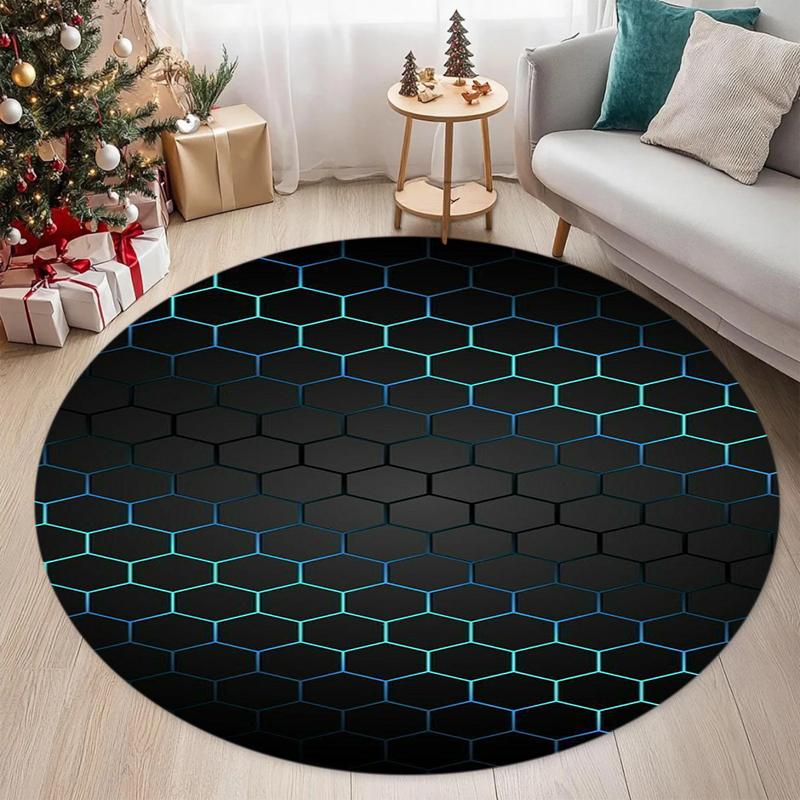 Neon Hexagon Gaming Round Rug Black Geometric Glow Floor Mat Non-slip Soft Carpet for Bedroom Game Room Tech Style Home Decor 60cmx60cm
Neon Hexagon Gaming Round Rug Black Geometric Glow Floor Mat Non-slip Soft Carpet for Bedroom Game Room Tech Style Home Decor 60cmx60cm
