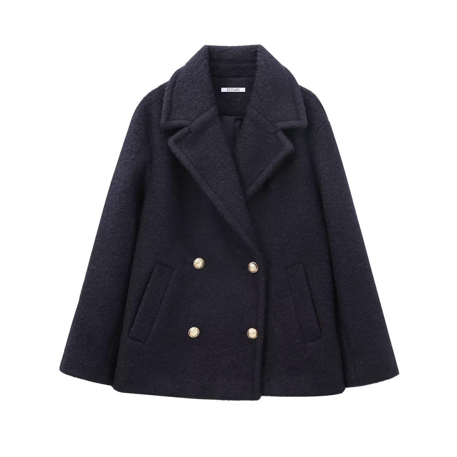European & American Women s Woolen Double-breasted Bead Leather Coat - Loose Fit, Fashionable Outerwear Extra Small темно-синий
European & American Women s Woolen Double-breasted Bead Leather Coat - Loose Fit, Fashionable Outerwear Extra Small темно-синий