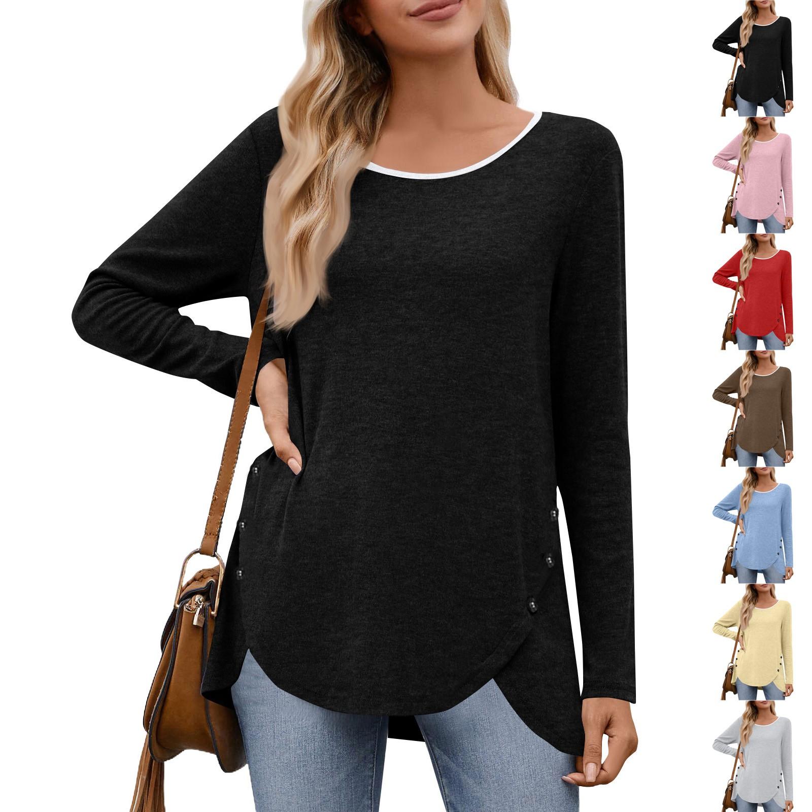 Women s Fashion Casual Solid Color Round Neck Long Sleeve Button Tops On Both Sides XXXL
Women s Fashion Casual Solid Color Round Neck Long Sleeve Button Tops On Both Sides XXXL