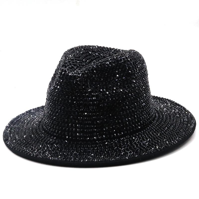 Unisex Full Diamond Adjustable Fedora Hats Women Wide Brim Rhinestone Panama Cap Men Personality Jazz Caps Party Stage Top Hat
Unisex Full Diamond Adjustable Fedora Hats Women Wide Brim Rhinestone Panama Cap Men Personality Jazz Caps Party Stage Top Hat