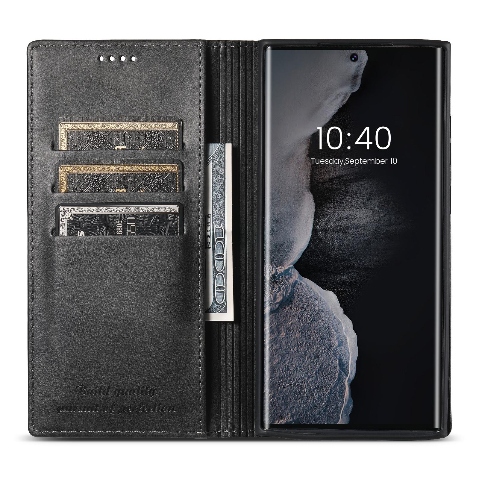 SUTENI For Samsung Galaxy S23 Ultra Wallet Design Well-protected Automatic Closing Flip PU Leather+TPU Cover Case with Stand Black
SUTENI For Samsung Galaxy S23 Ultra Wallet Design Well-protected Automatic Closing Flip PU Leather+TPU Cover Case with Stand Black