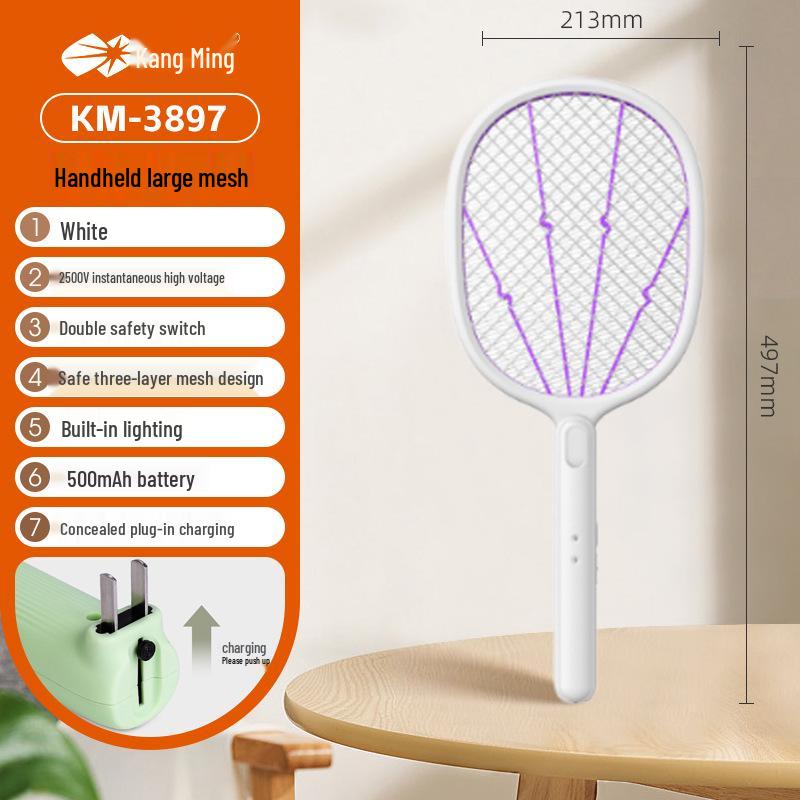 Kangming Rechargeable Electric Swatter: Powerful Fly & Mosquito Killer, Two-in-One Electric Grid for Household Use.
Kangming Rechargeable Electric Swatter: Powerful Fly & Mosquito Killer, Two-in-One Electric Grid for Household Use.