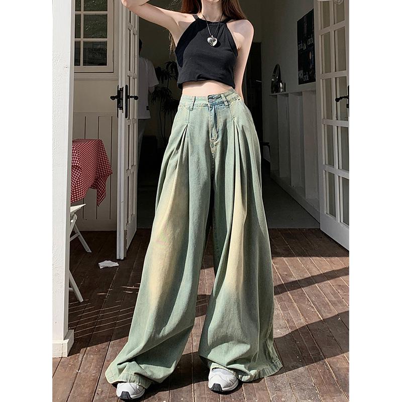 Women s High-Waisted Retro Spicy Wide-Leg Jeans: Loose, Drapey, Floor-Length Summer Pants. Small
Women s High-Waisted Retro Spicy Wide-Leg Jeans: Loose, Drapey, Floor-Length Summer Pants. Small