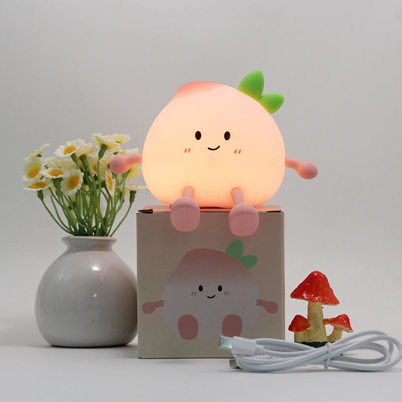 Очаровательный персиковый силиконовый ночник - Милый акцент для спальни и идеальный подарок на день рождения 1W