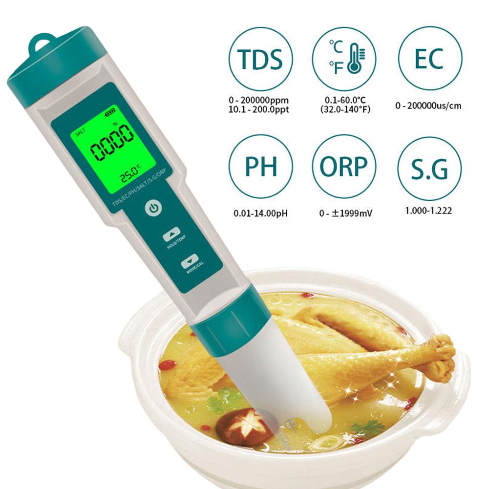 7-in-1 Water Tester Digital PH Tester Multifunctional PH/TDS/EC/SG/ORP/Salt/Temp Meter Backlight LED Display for Pools Aquariums China Mainland
7-in-1 Water Tester Digital PH Tester Multifunctional PH/TDS/EC/SG/ORP/Salt/Temp Meter Backlight LED Display for Pools Aquariums China Mainland