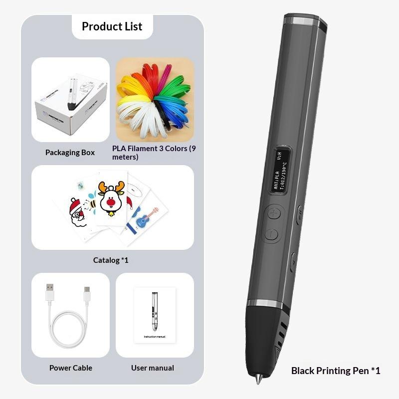 For Doodling Making Holiday Presents 3D Printing Pen With Oled Display temperature Control And Fast Extrusion With PLA Filament чорний
For Doodling Making Holiday Presents 3D Printing Pen With Oled Display temperature Control And Fast Extrusion With PLA Filament чорний