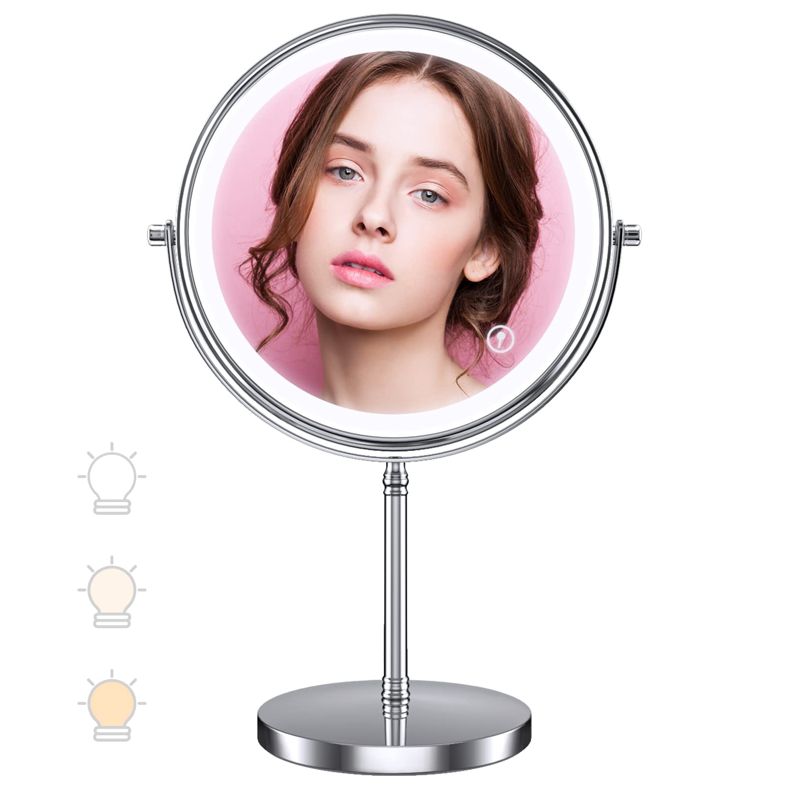 Зеркало для макияжа MILPROX с 1 увеличительным стеклом, USB, 5-кратным увеличением, 2000 мАч, большой, холодный и теплый, естественный цвет, яркость, сенсорное, поворотное на 360 градусов, настольное зеркало
Зеркало для макияжа MILPROX с 1 увеличительным стеклом, USB, 5-кратным увеличением, 2000 мАч, большой, холодный и теплый, естественный цвет, яркость, сенсорное, поворотное на 360 градусов, настольное зеркало