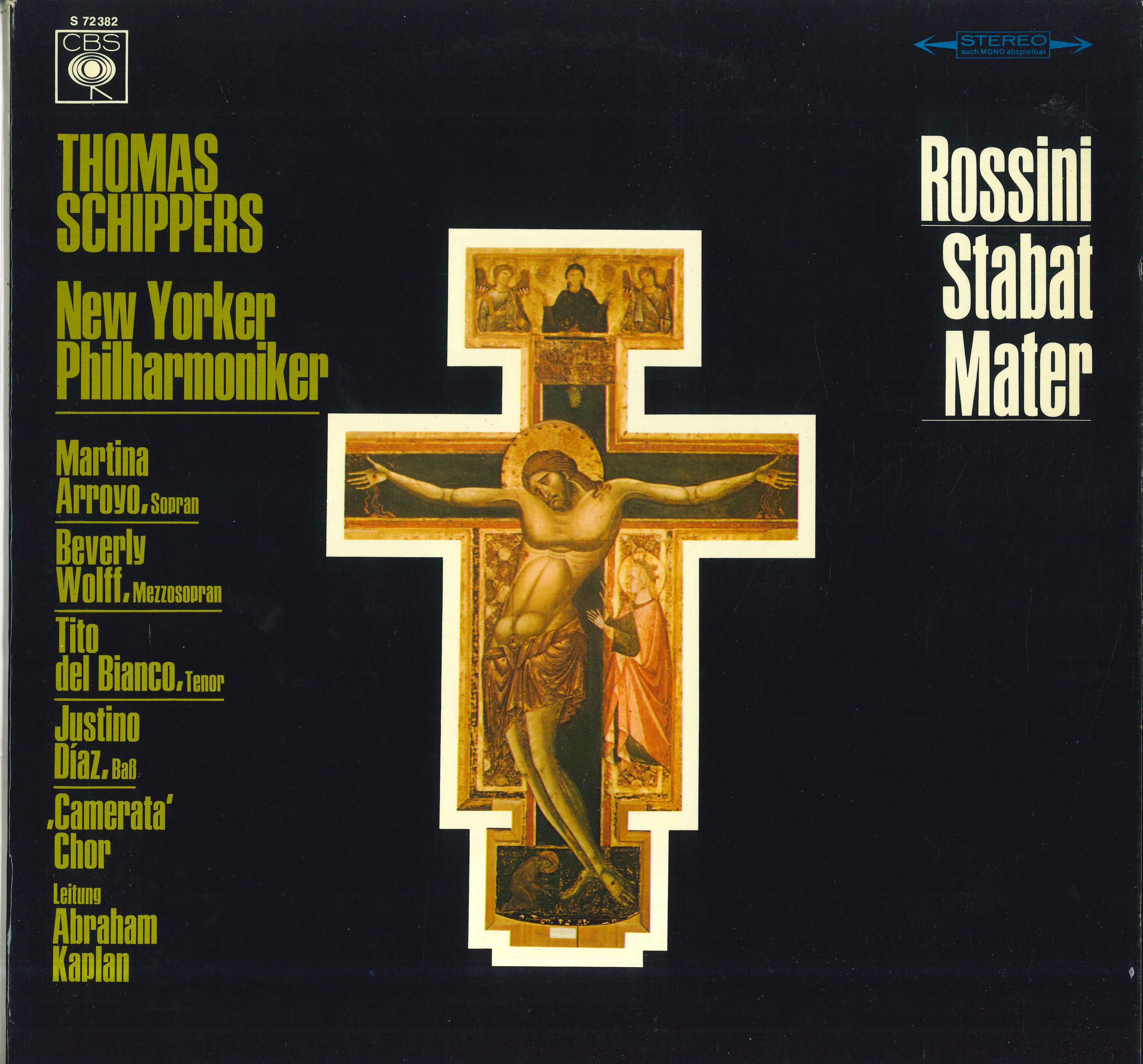 LP Record THOMAS SCHIPPERS NEW YORKER PHILHA Rossini Stabat Mater S72382 CBS 1966 Germany Classical Used
LP Record THOMAS SCHIPPERS NEW YORKER PHILHA Rossini Stabat Mater S72382 CBS 1966 Germany Classical Used
