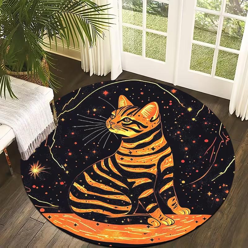 Japanese Illustration Style Black Cat Wave Round Rug Traditional Ethnic Cat Floral Print Carpet Soft Non-Slip Circular Rug 80cm x 80cm
Japanese Illustration Style Black Cat Wave Round Rug Traditional Ethnic Cat Floral Print Carpet Soft Non-Slip Circular Rug 80cm x 80cm