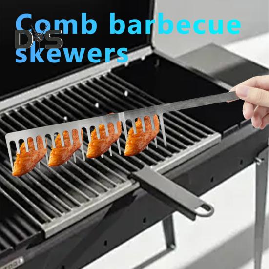 Шампуры для барбекю для гриля Comb Design Anti-Roll Flat Kebab Wewers Многоразовые металлические шампуры для мяса, креветок, курицы, овощей A
Шампуры для барбекю для гриля Comb Design Anti-Roll Flat Kebab Wewers Многоразовые металлические шампуры для мяса, креветок, курицы, овощей A