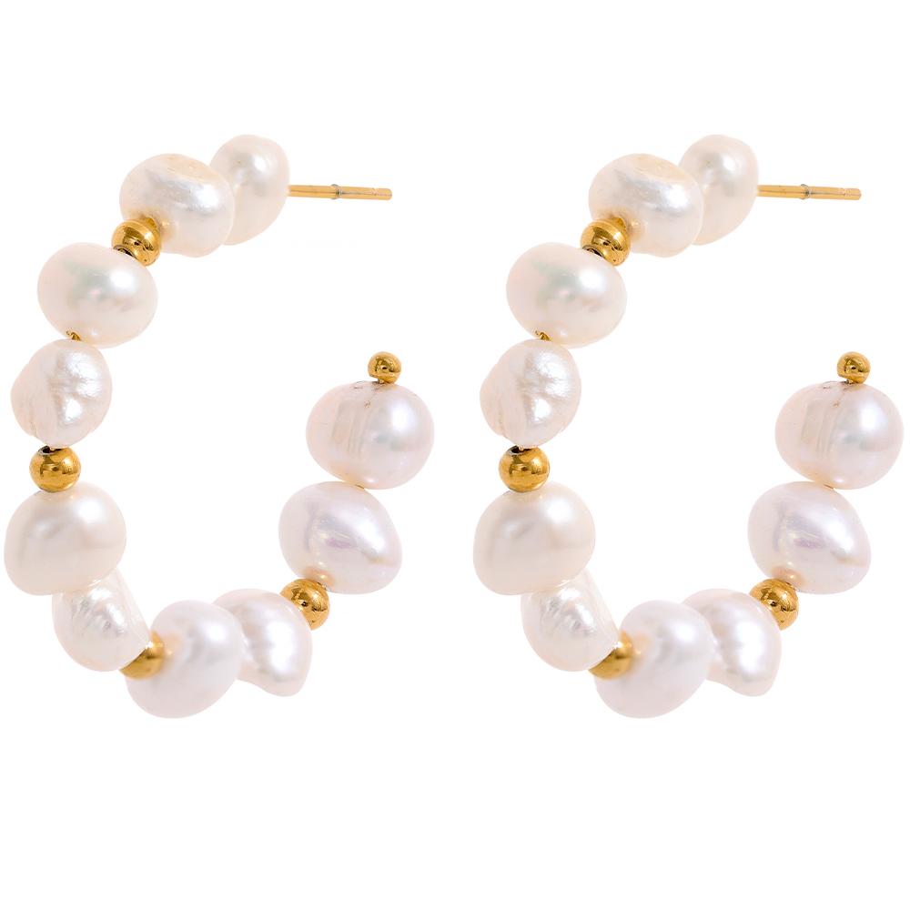 Yhpup Elegant Irregular Natural Pearls Beads Stainless Steel Fashion Hoop Earrings Charm 18k Gold Plated Fashion Jewelry Women
Yhpup Elegant Irregular Natural Pearls Beads Stainless Steel Fashion Hoop Earrings Charm 18k Gold Plated Fashion Jewelry Women