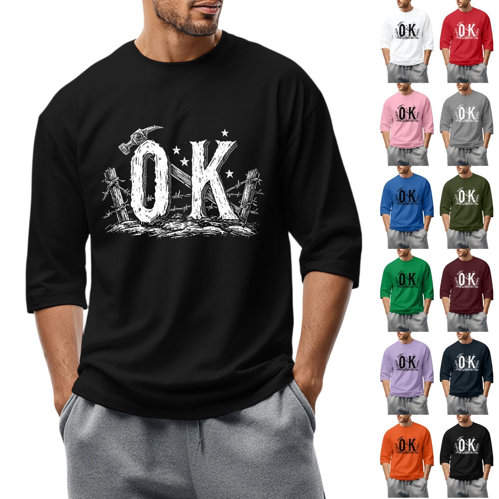Men S Round Neck Three-Quarters Sleeve Top Casual Fashion T-Shirt L армія зелений колір
Men S Round Neck Three-Quarters Sleeve Top Casual Fashion T-Shirt L армія зелений колір