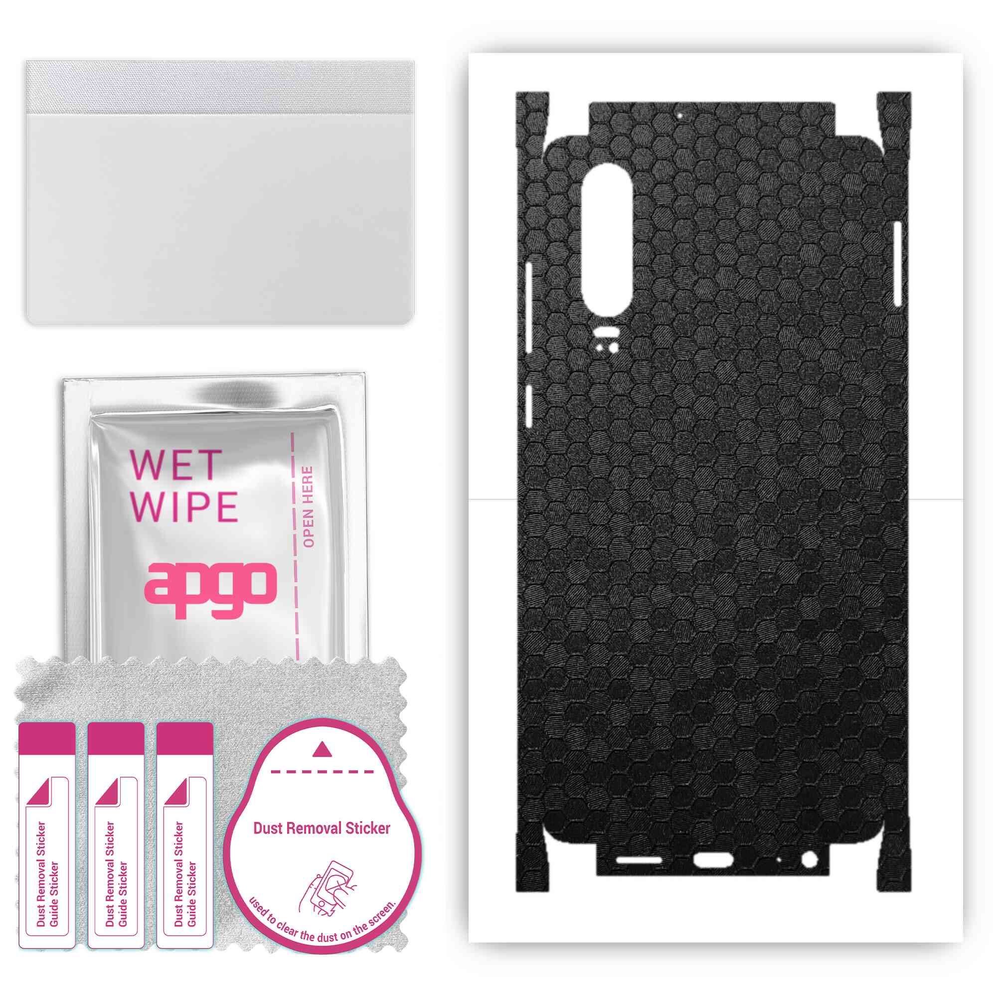 apgo Protective Skin Sticker for the back+sides compatible with Huawei P30, Full Wrap Film, Foil, Vinyl - Pattern Black Honeycomb
apgo Protective Skin Sticker for the back+sides compatible with Huawei P30, Full Wrap Film, Foil, Vinyl - Pattern Black Honeycomb