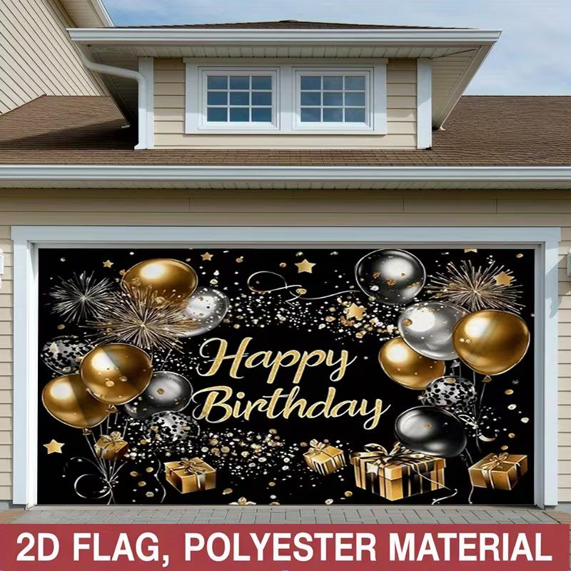 2D Black Gold Happy Birthday Garage Door Flag with Polyester Material 47.2x31.5inch/120*80cm
2D Black Gold Happy Birthday Garage Door Flag with Polyester Material 47.2x31.5inch/120*80cm