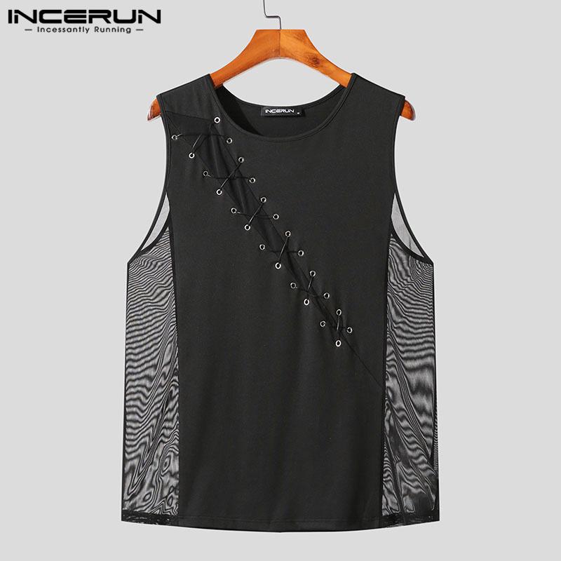 INCERUN Летний мужской жилет без рукавов со шнуровкой и прозрачными майками
INCERUN Летний мужской жилет без рукавов со шнуровкой и прозрачными майками