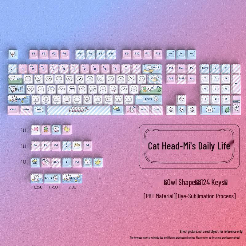 PBT Колпачки для клавиш с сублимационной печатью Голова кошки для механической клавиатуры - Набор из 124 клавиш DIY
PBT Колпачки для клавиш с сублимационной печатью Голова кошки для механической клавиатуры - Набор из 124 клавиш DIY