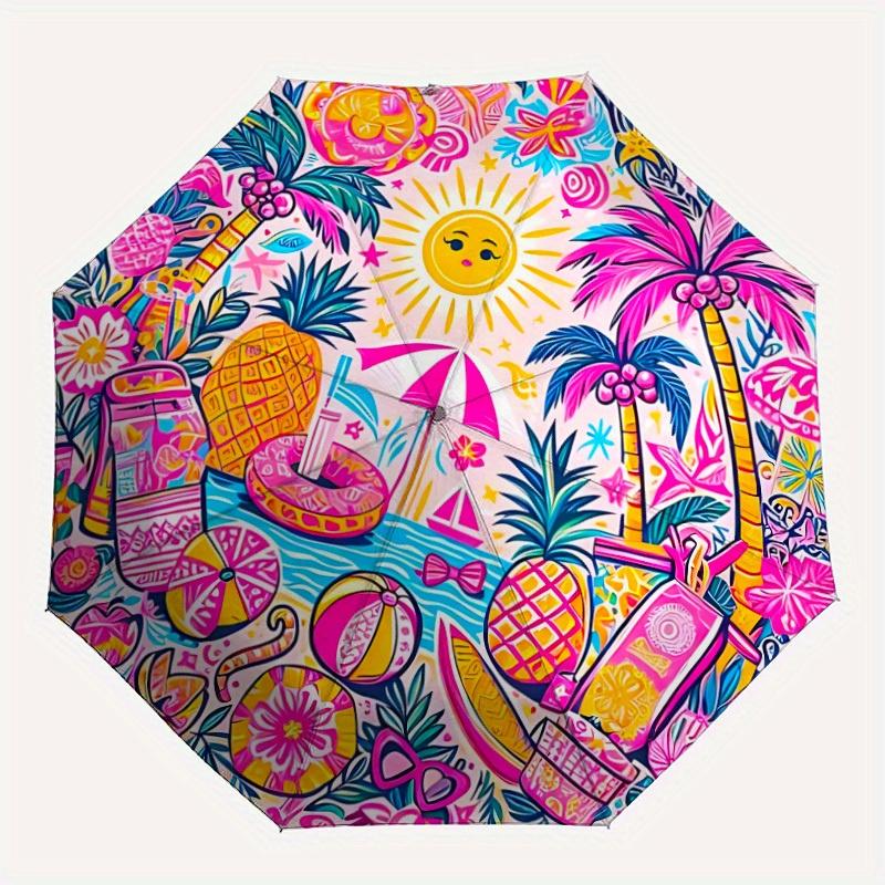 1pc Tropical Paradise Automatic Folding Umbrella, Portable & Foldable Design with 8 Ribs, Casual Outdoor Accessory Halloween and Christmas g
1pc Tropical Paradise Automatic Folding Umbrella, Portable & Foldable Design with 8 Ribs, Casual Outdoor Accessory Halloween and Christmas g
