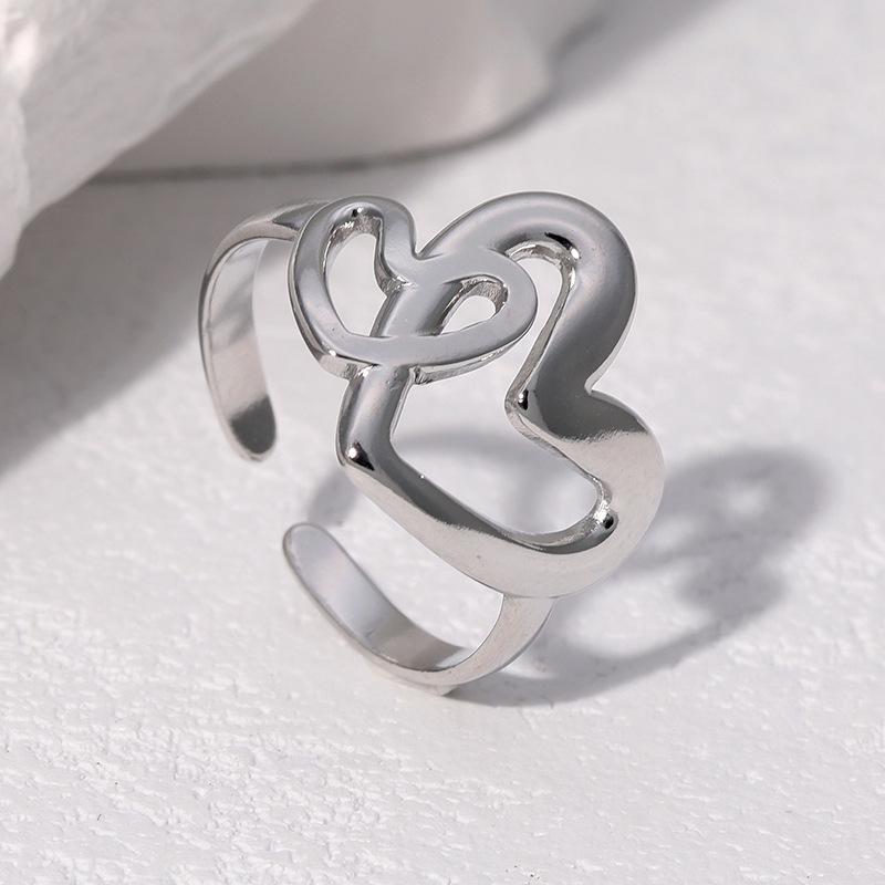 Fashionable Romantic Love Ring Couple Neutral Zircon Hollow Out Heart-Shaped Stainless Steel Open-Ended Rings Prom Accessories resizable
Fashionable Romantic Love Ring Couple Neutral Zircon Hollow Out Heart-Shaped Stainless Steel Open-Ended Rings Prom Accessories resizable