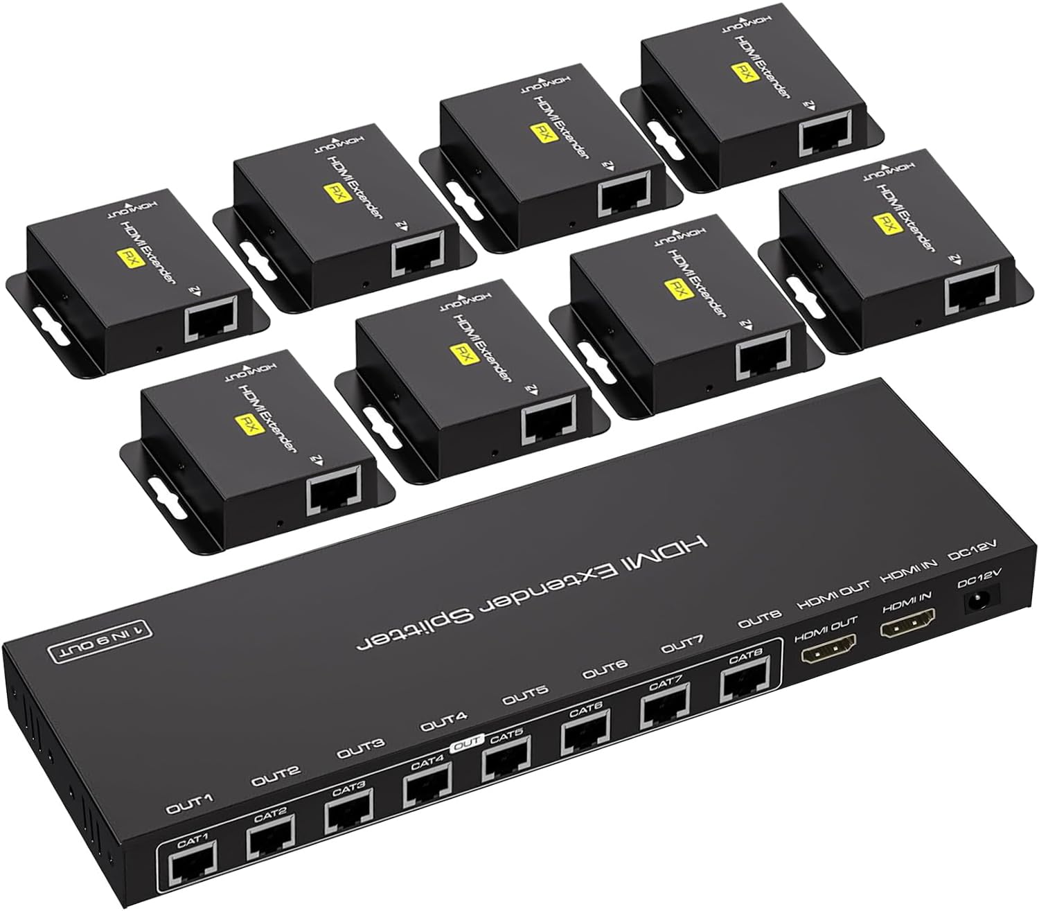 Screens Simultaneous HDMI Extender Distributor 1 Input 9 Outputs 50M LAN Extension 9 Distribution Simultaneous Output EX718 LAN Extension EDID
Screens Simultaneous HDMI Extender Distributor 1 Input 9 Outputs 50M LAN Extension 9 Distribution Simultaneous Output EX718 LAN Extension EDID