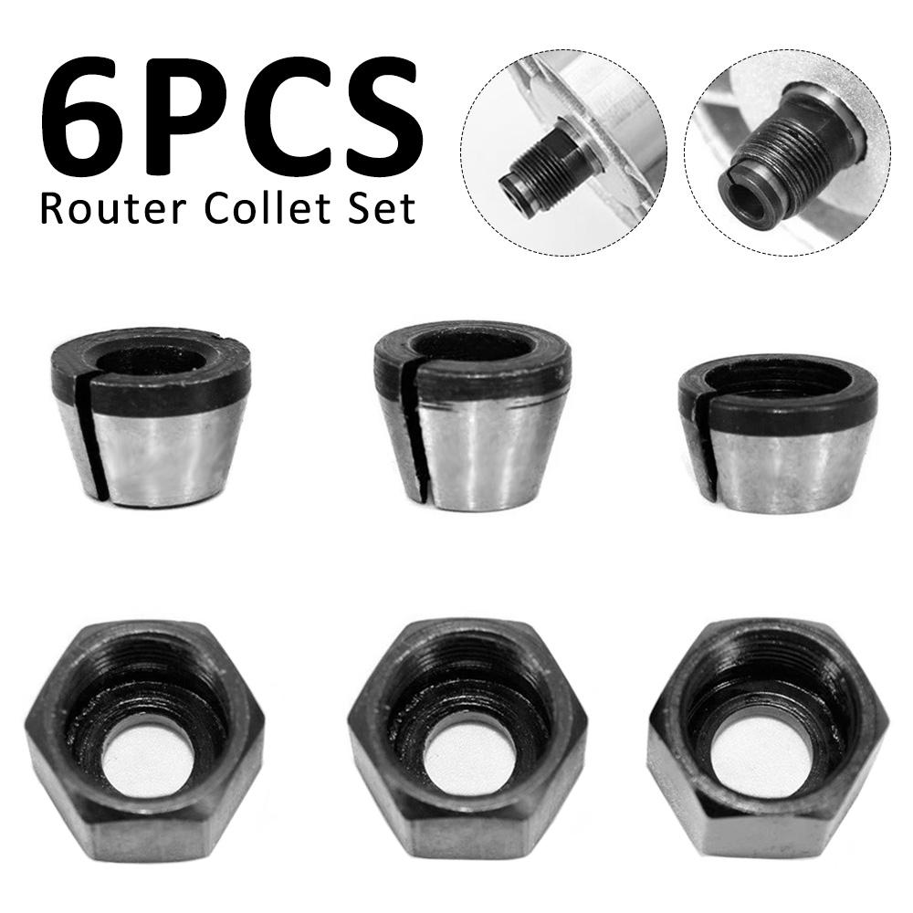 12/8pcs Trimmer Collet Adapter 6mm 6mm 6.35mm 8mm Router Bit Collet Chuck Clamping Adapter for Engraving Trimming Machine Electr
12/8pcs Trimmer Collet Adapter 6mm 6mm 6.35mm 8mm Router Bit Collet Chuck Clamping Adapter for Engraving Trimming Machine Electr